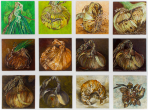 Onions (1994/95), 22 x 22 cm each, oil and acrylic on Masonite, inv. PH253C