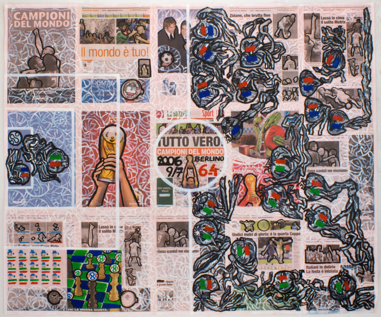 Calcio circo (2006), 159 x 196 cm, acrylic on newspaper, inv. PH581C