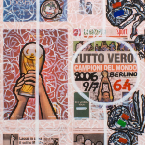 Calcio circo (2006), 159 x 196 cm, acrylic on newspaper, inv. PH581C
