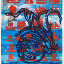 Senza titolo (2004), 107 x 75 cm, acrylic on newspaper, inv. PH075B